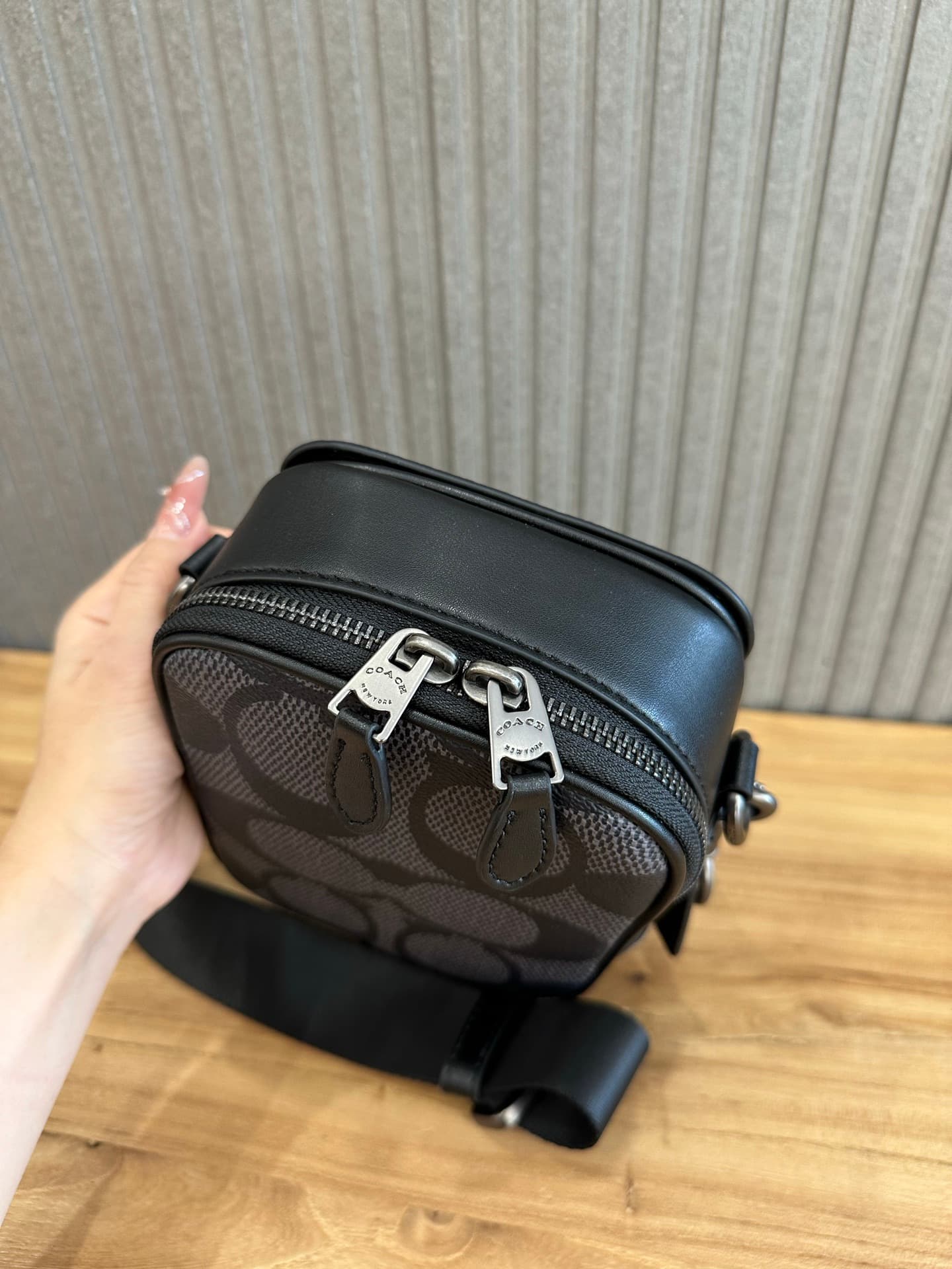 Coach Stanton Crossbody Bag in Charcoal Black Signature Canvas High