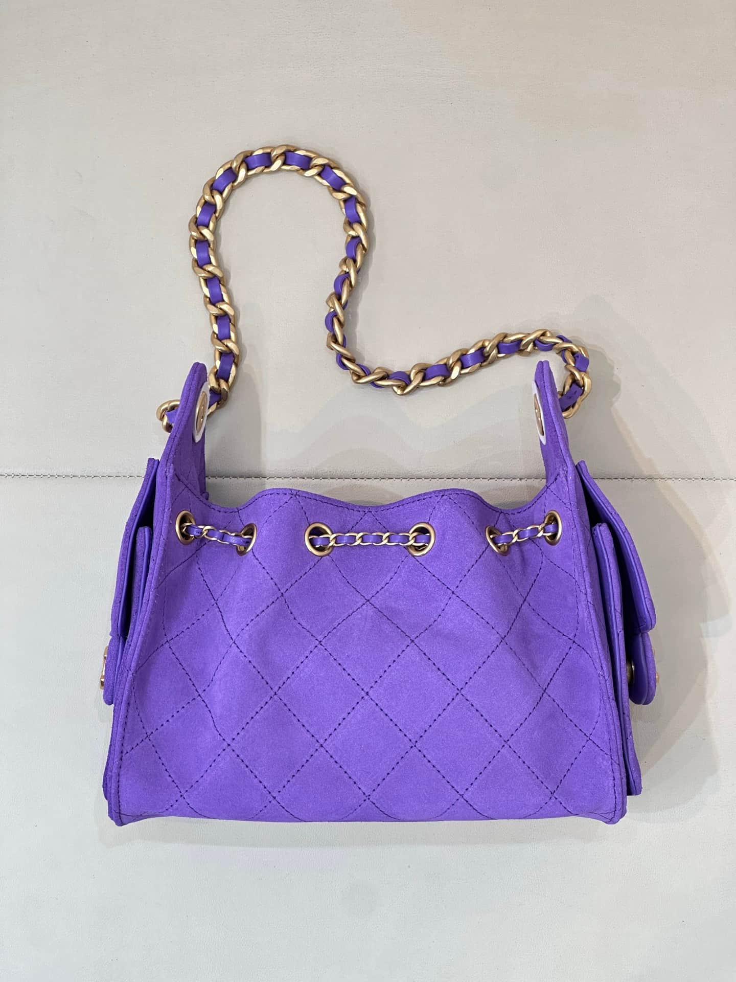 CHANEL 25 Mini Handbag AS5631 Suede &Gold-tone Metal Purple TOP
