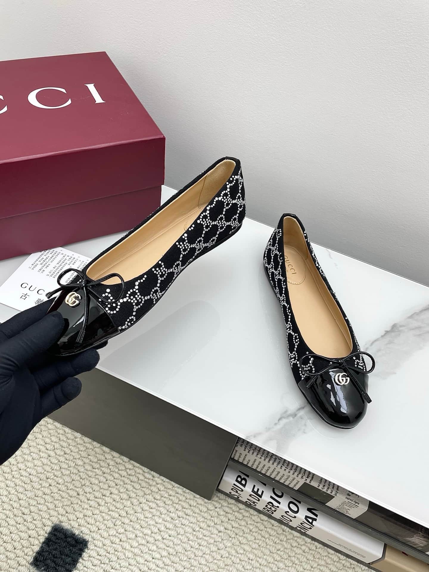 Gucci GG crystal ballet flat Shoes Women