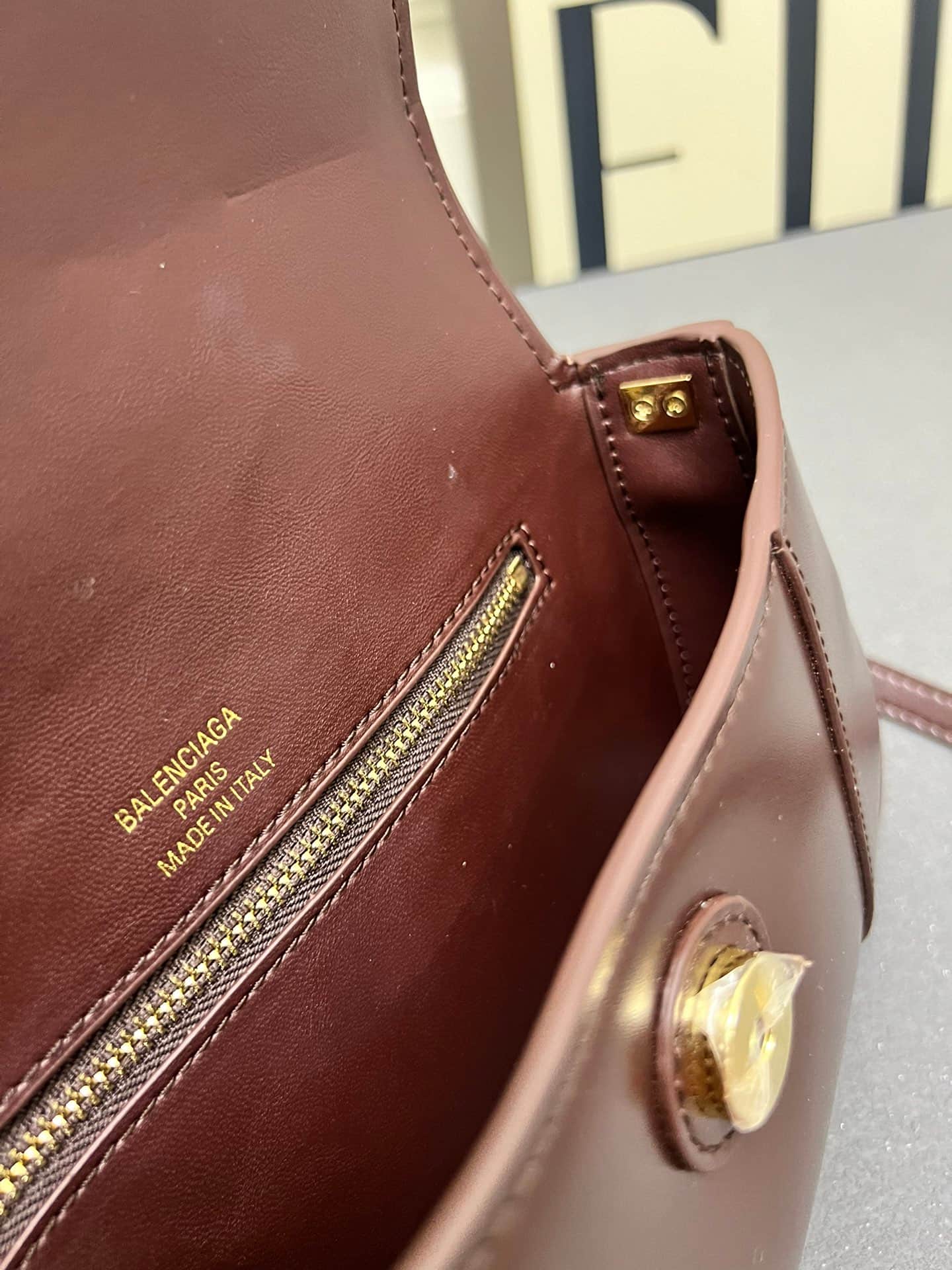 Balenciaga Hourglass sling bag dark brown High