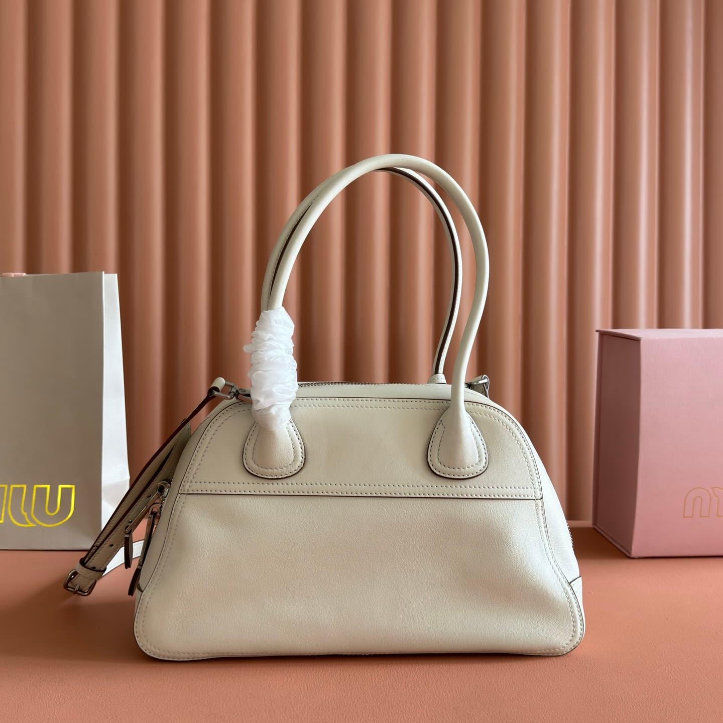 Miu Miu Vivant nappa leather bag Chalk White 5bb199 TOP