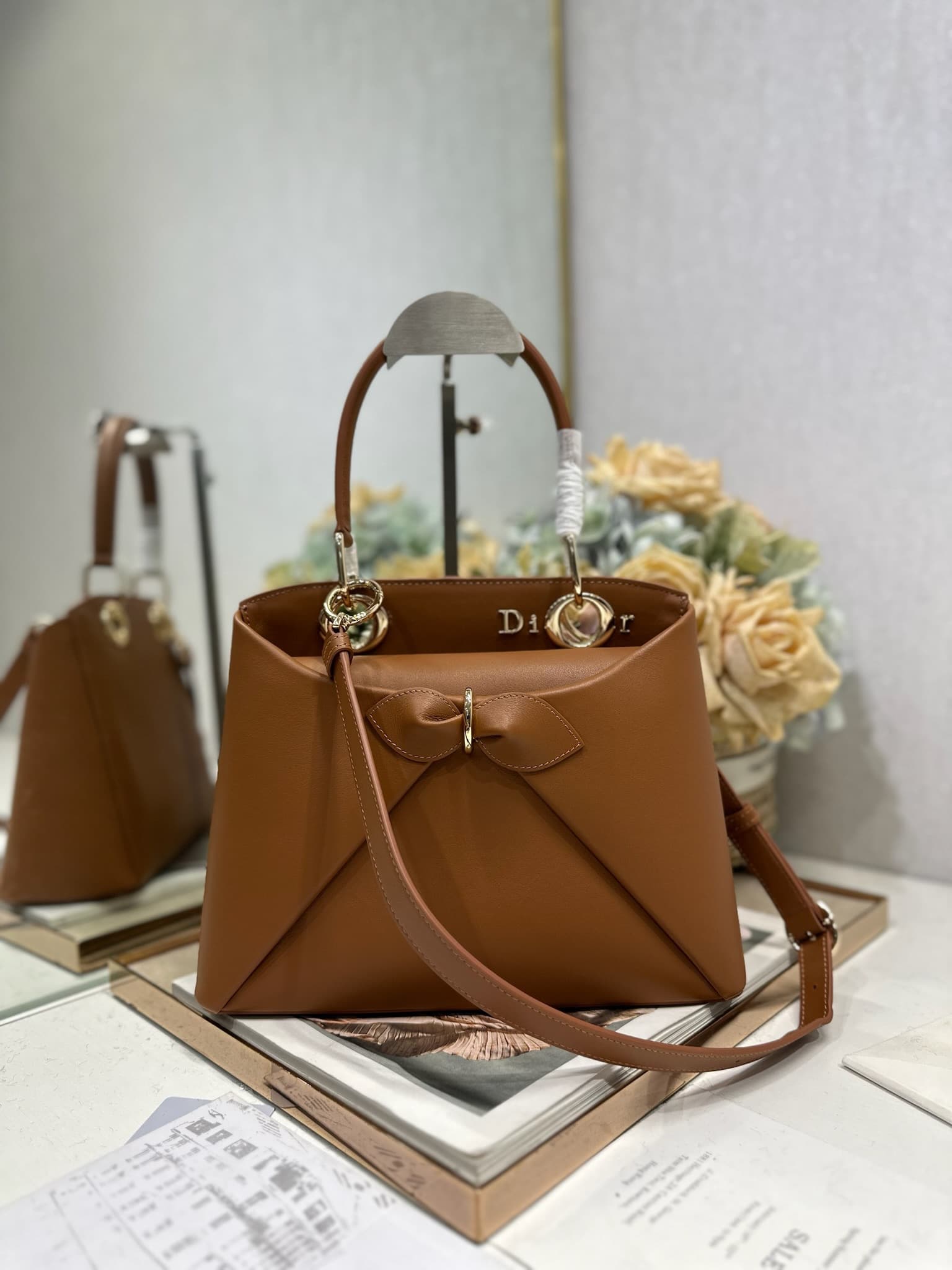 Small Dior Cigale Bag Camel Shiny Supple Calfskin High