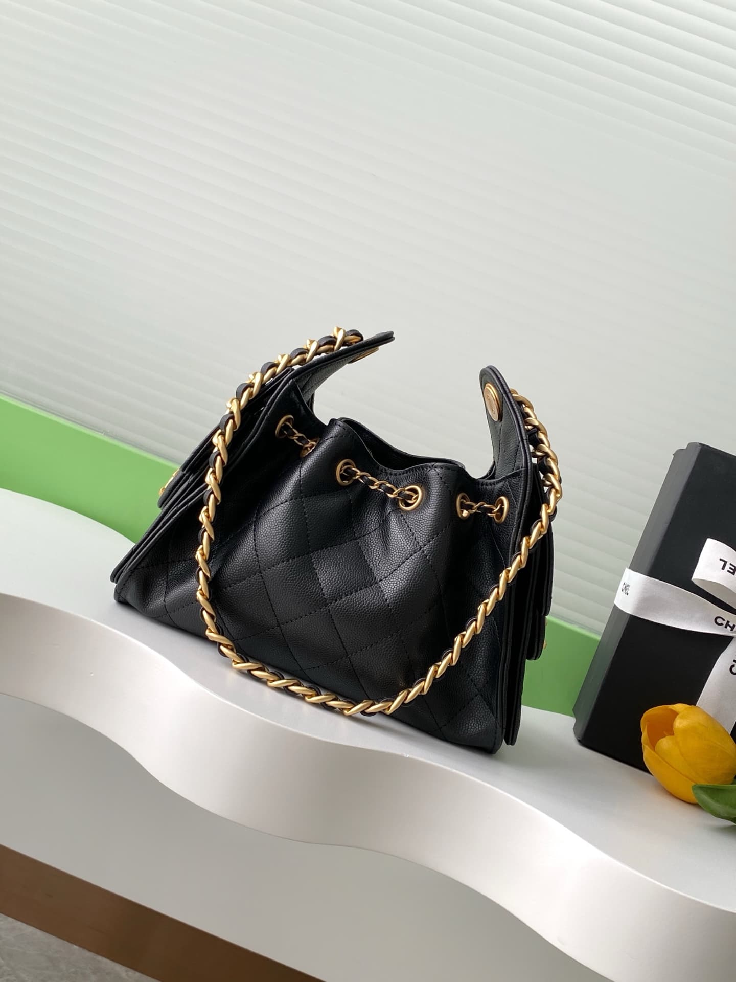Chanel 25 Mini Hobo handbag AS5631 Grained calfskin & gold-tone metal Black A