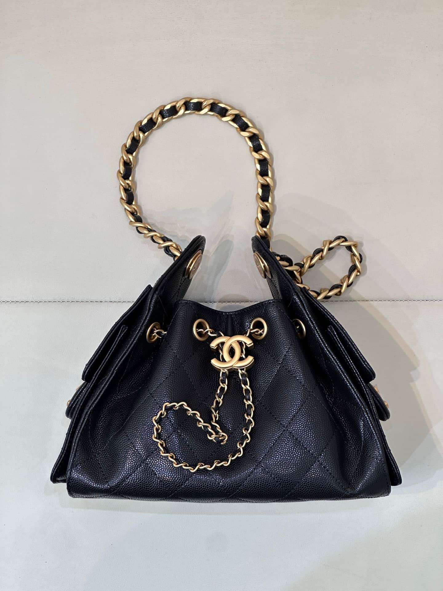 CHANEL 25 Mini Handbag AS5631 Grained Calfskin & Gold-tone Metal Black TOP
