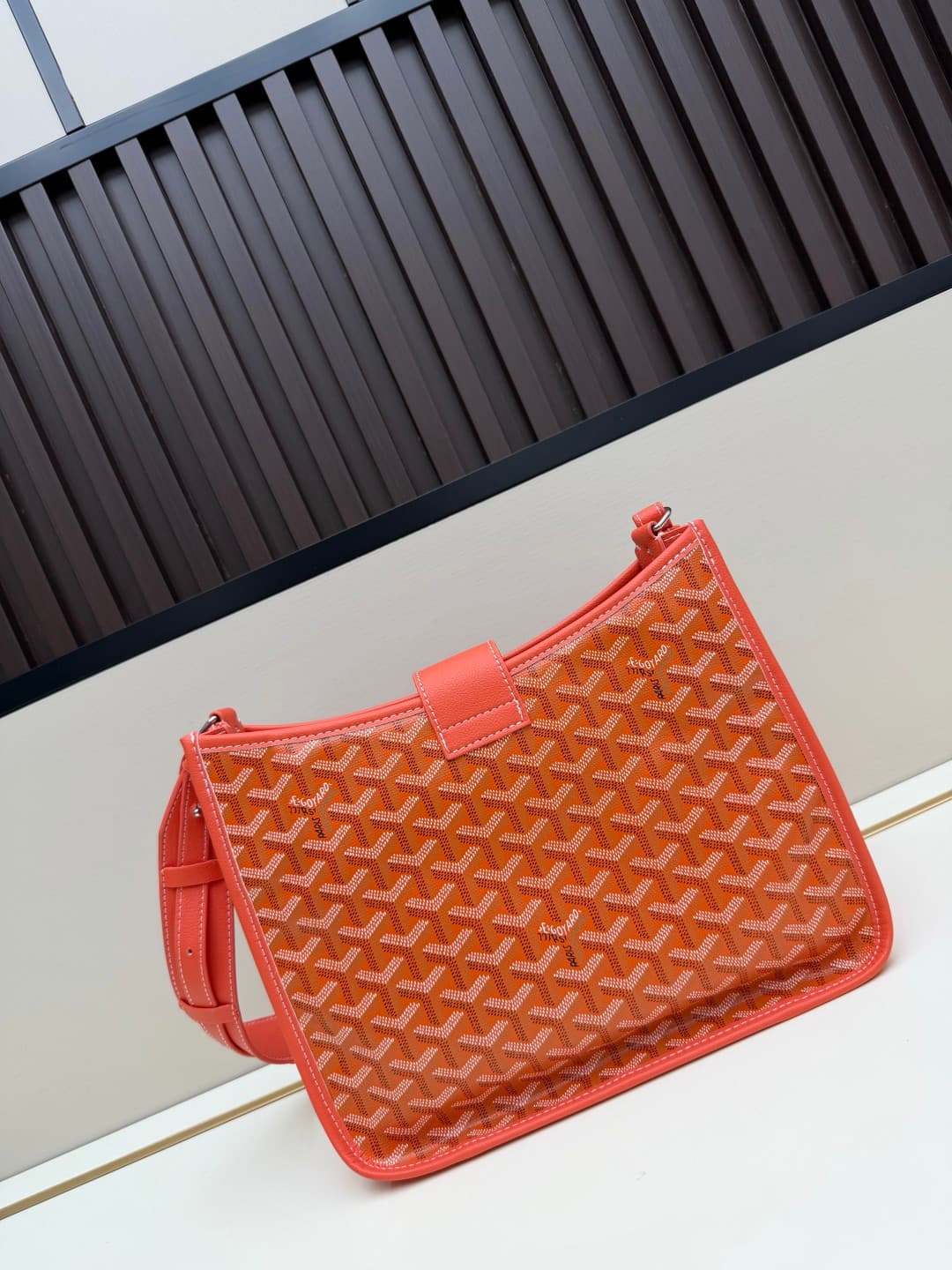 Goyard Musette PM bag in orange Goyardine canvas Mid