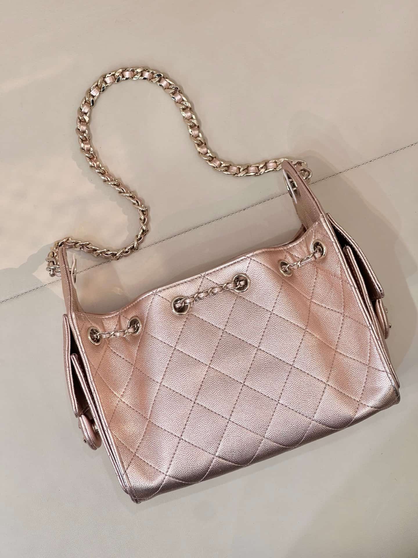 CHANEL 25 Mini Handbag AS5631 Grained Calfskin & Gold-tone Metal Rose Gold TOP