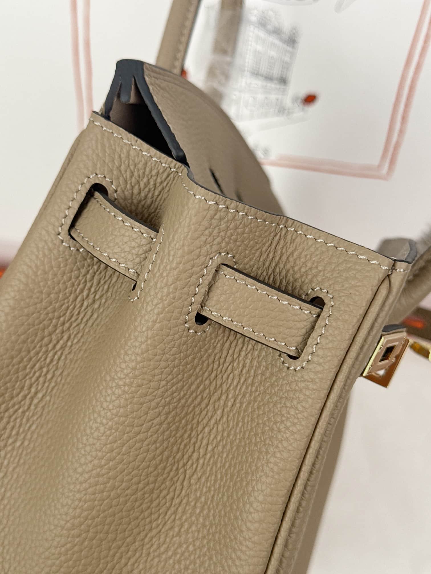Hermes Birkin 25/30 Bag Togo Calfskin Leather Trench High