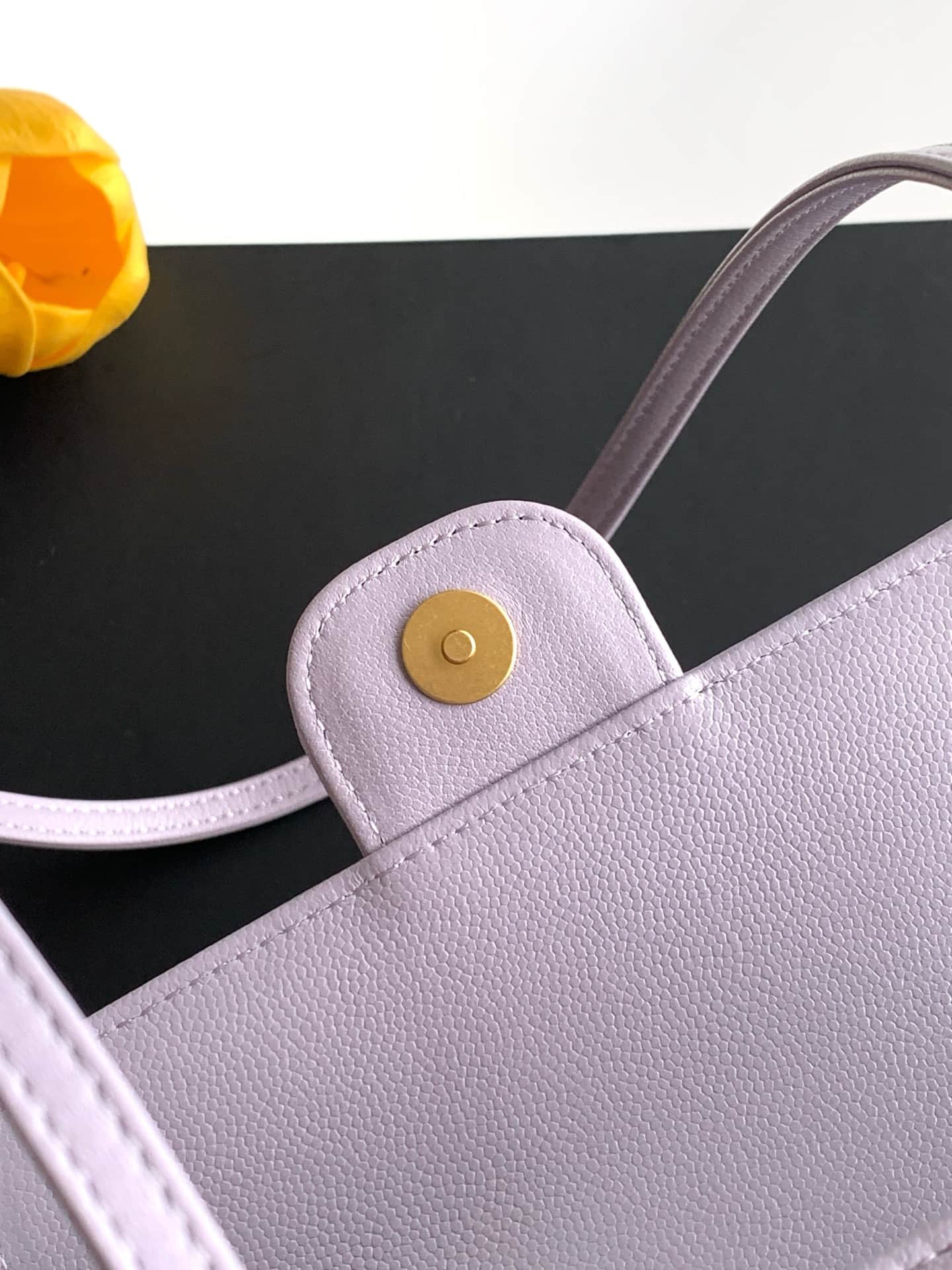 Chanel Clutch with Leather Strap Grained Shiny Calfskin & Gold-Tone Metal Purple AP5068 A