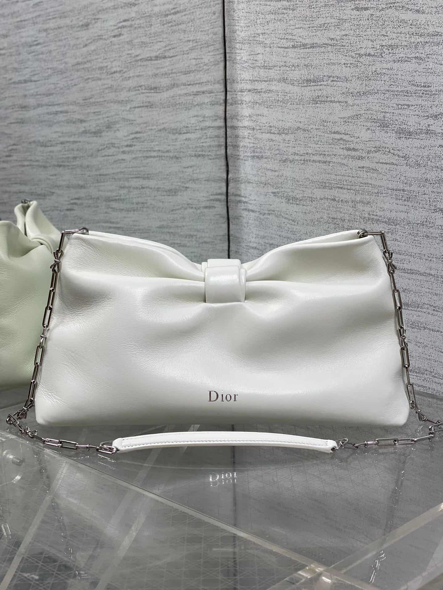 Medium Dior Bow Bag Latte Leather High
