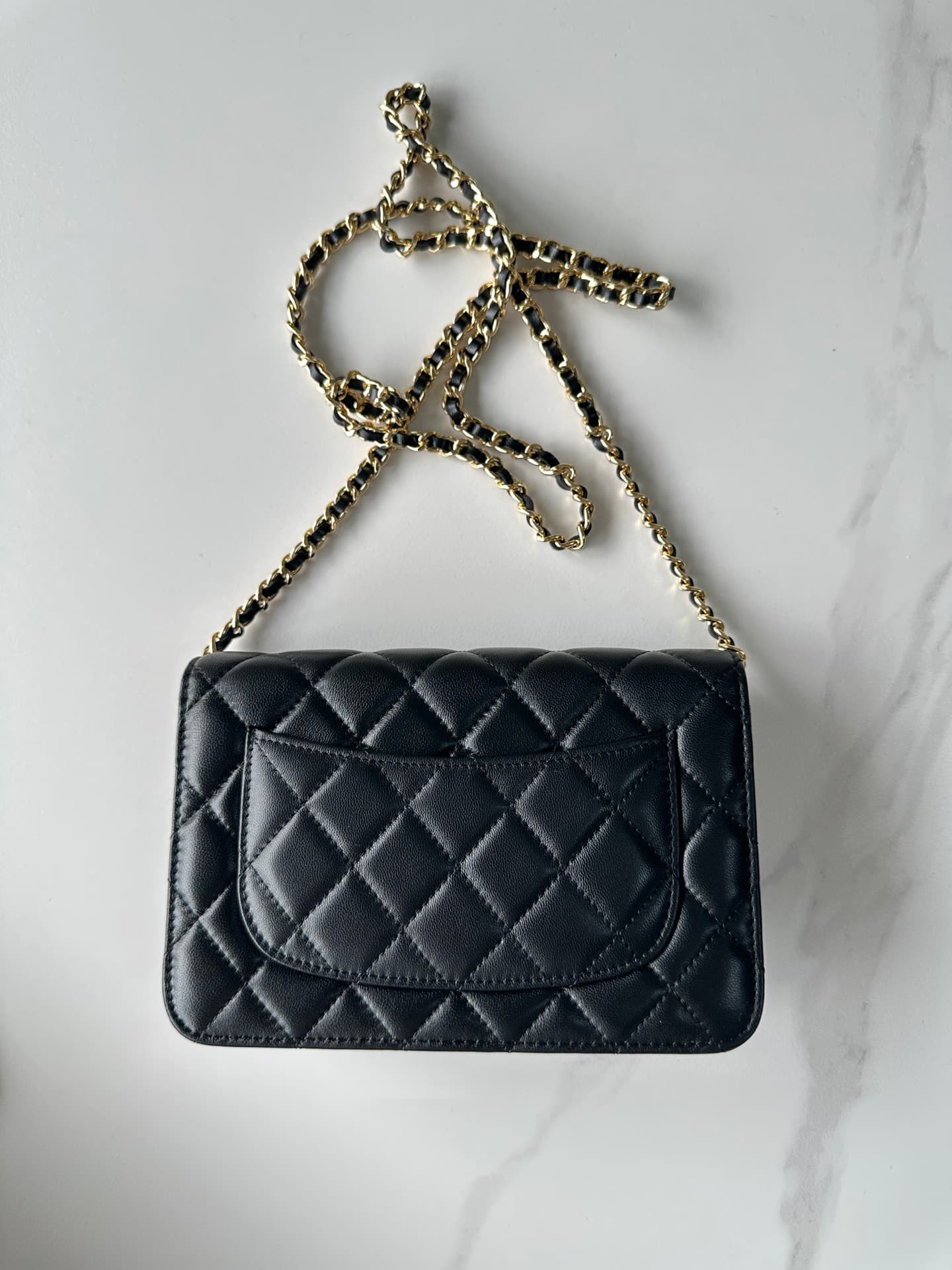 Chanel Classic Wallet on Chain Shiny Lambskin & Gold-Tone Metal AP4241 Black High