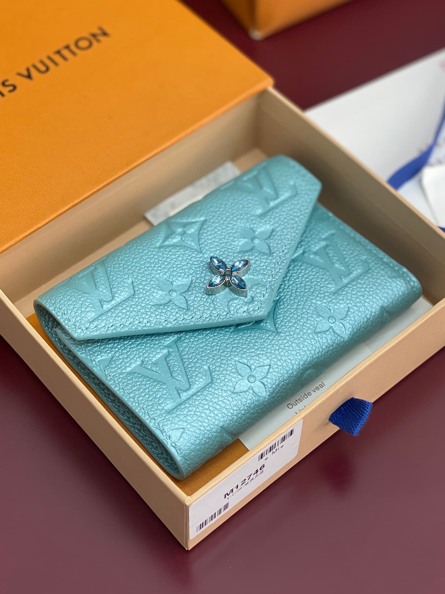 Louis Vuitton Victorine Wallet Embossed supple grained cowhide leather M12746 Azur Frost High