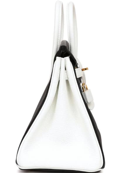 Hermes Birkin 25 Bag Togo Leather Pure White & Black Gold Metal WAX High Customizing Style