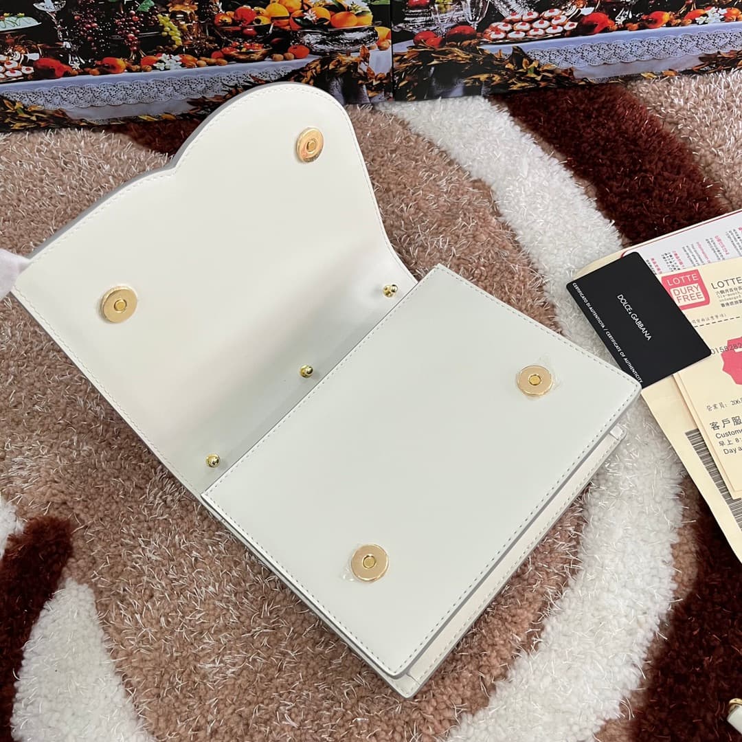 Dolce & Gabbana White calf leather DG Logo crossbody bag high