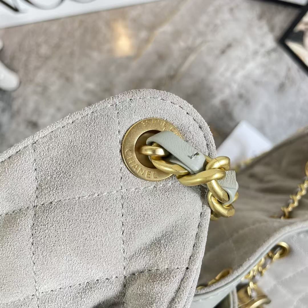 Chanel 25 Medium Hobo handbag AS5311 Suede & Gold-tone Metal Grey High