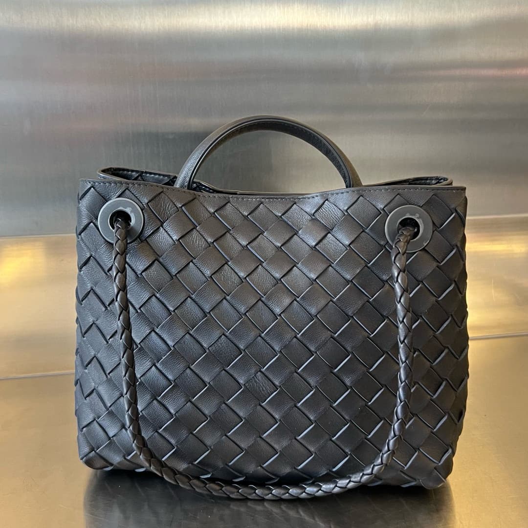 Small Andiamo Top handle Silver Metal bag Black High