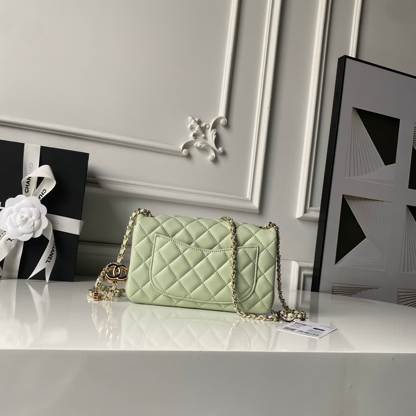 Chanel Classic Flap Bag Lambskin & Gold-Tone Metal AS5759 Light Green A