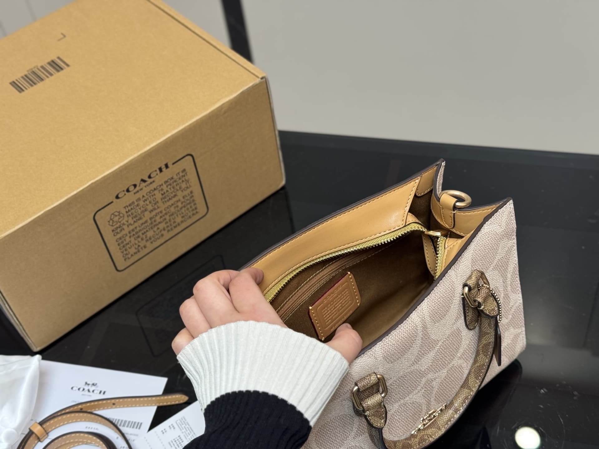 Coach Maggie Small Tote Bag In Blocked Signature Leather