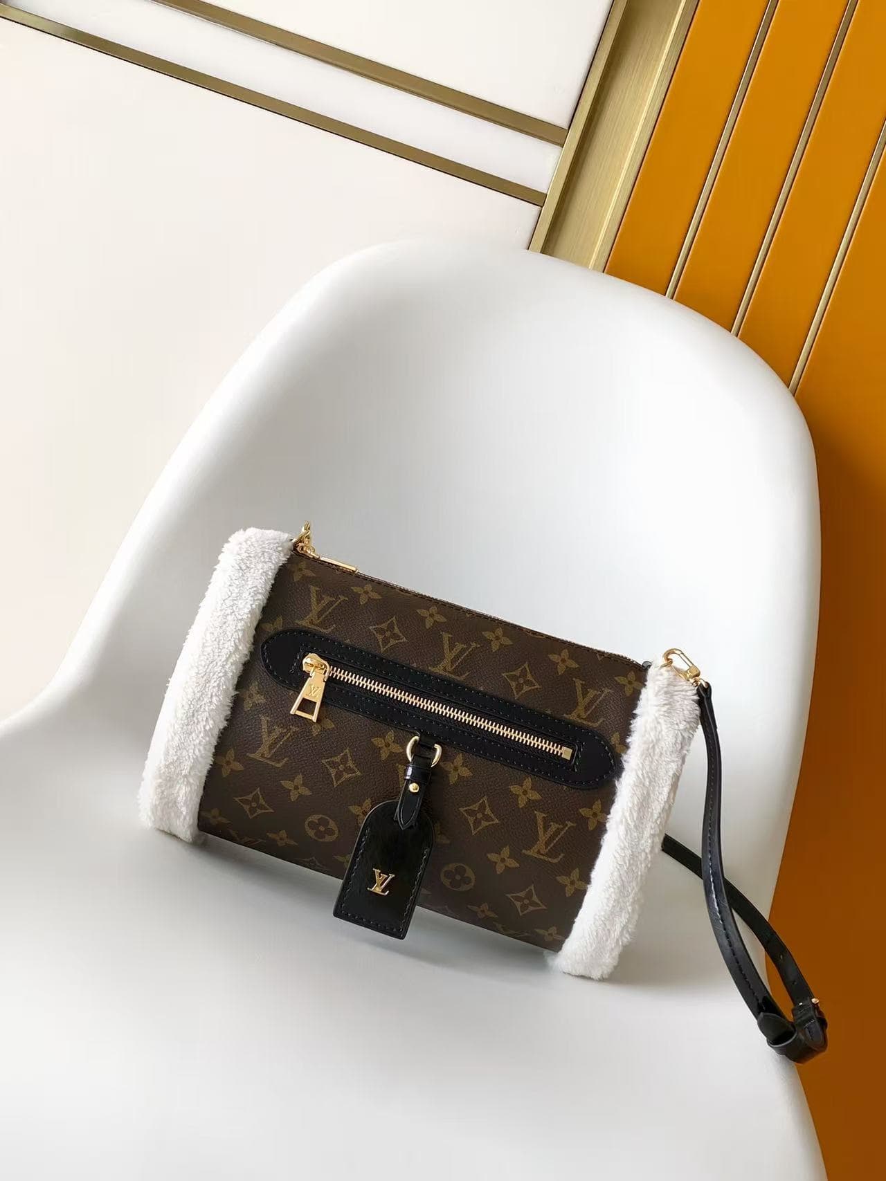 Louis Vuitton Teddy Mitt Monogram Shearling Coated canvas M26853 High