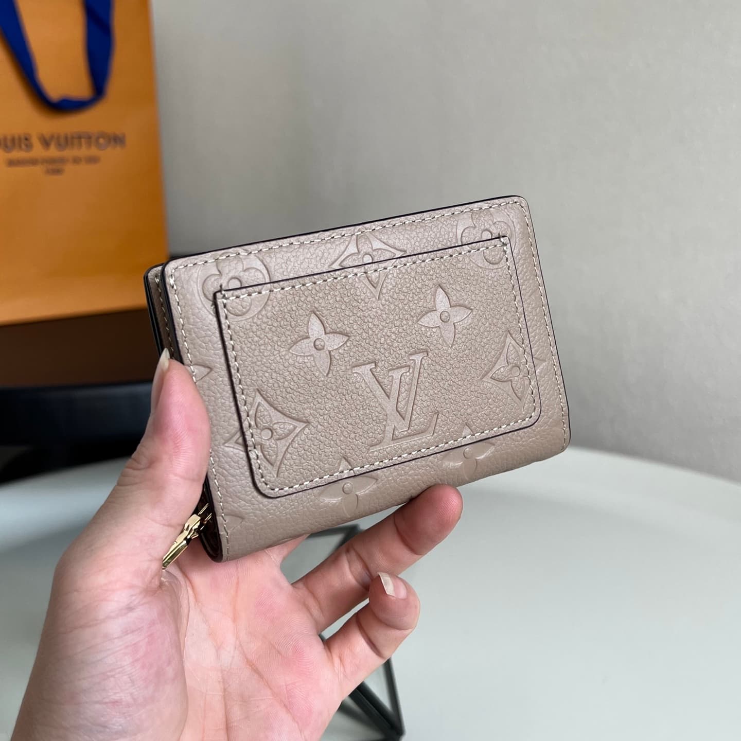 Louis Vuitton Cléa Wallet Tourterelle Beige Monogram Empreinte Leather M80152 High
