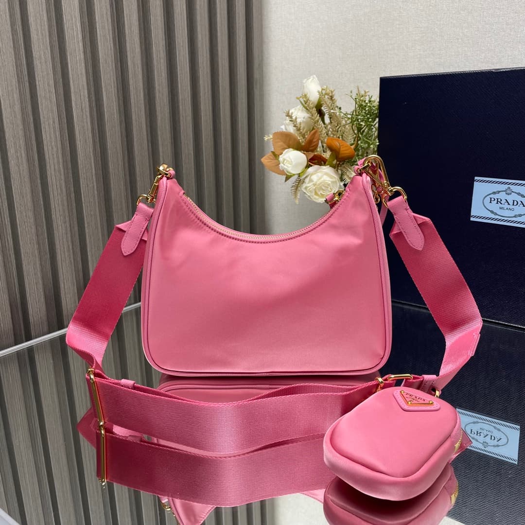Prada Re-Edition 2005 Nylon bag 1BH204 Peach-pink High