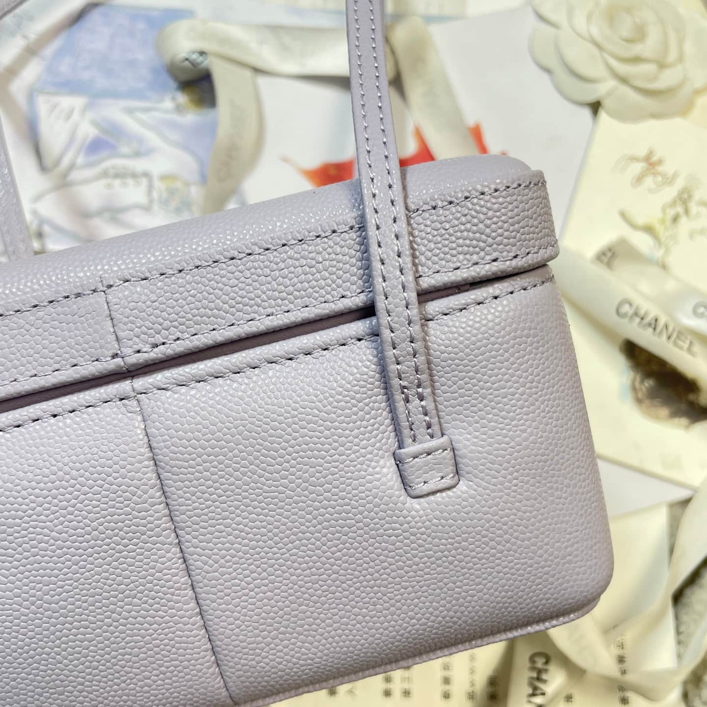 Chanel Long Vanity with Leather Strap Grained Shiny Calfskin & Gold-Tone Metal Purple AP5067 A