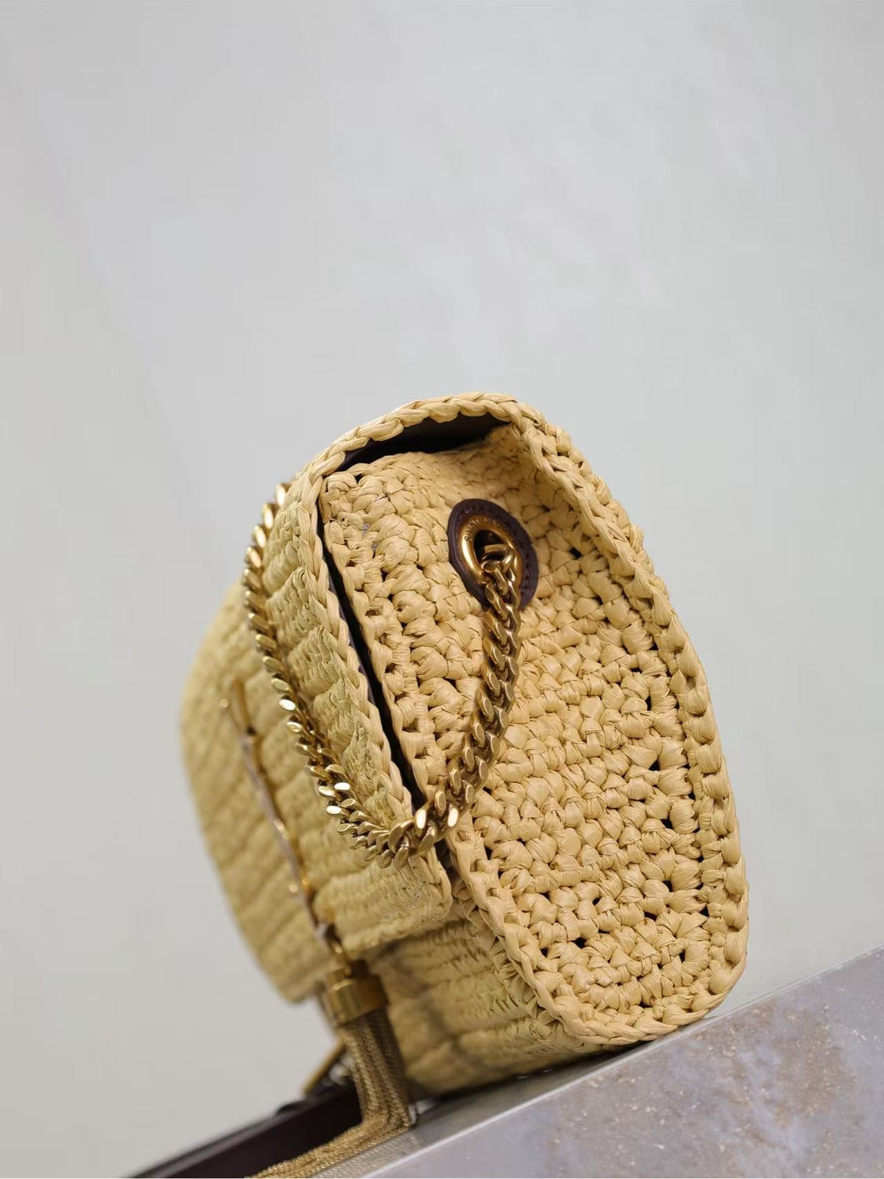 Saint Laurent Kate 99 Raffia Shoulder Bag