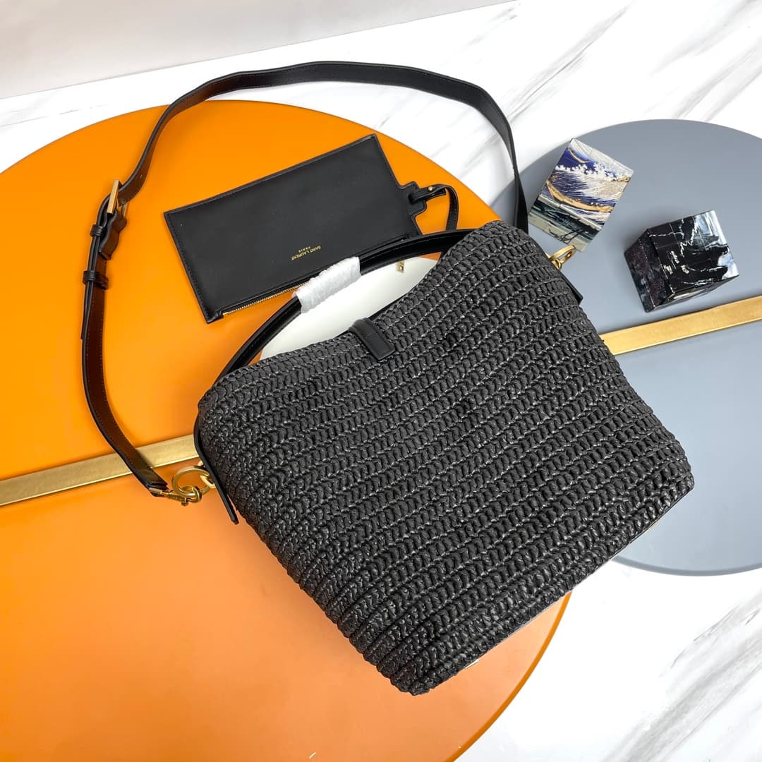 LE 37 in woven raffia and vegetable-tanned leather 773991 BLACK High