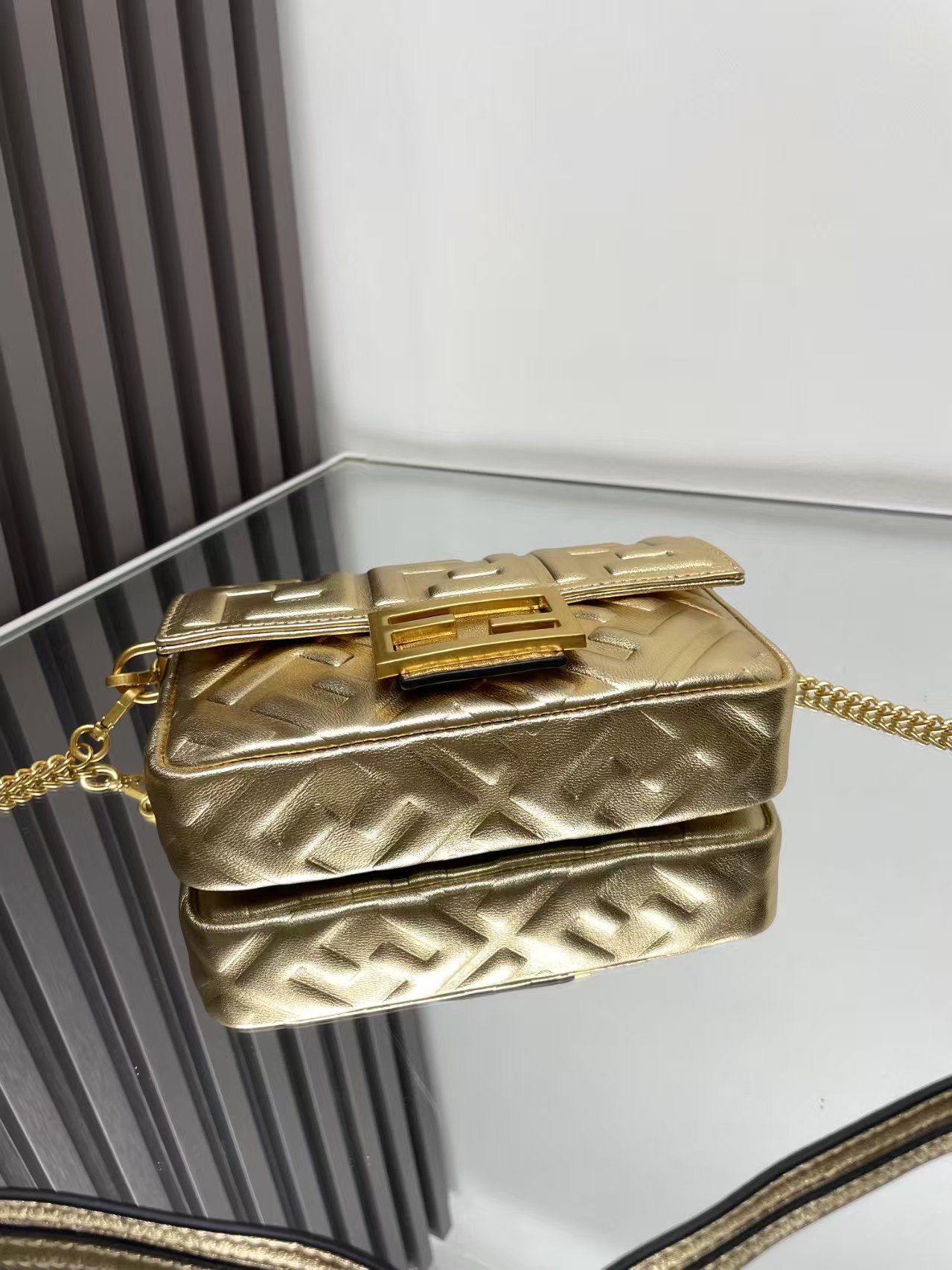 MINI BAGUETTE leather bag gold High