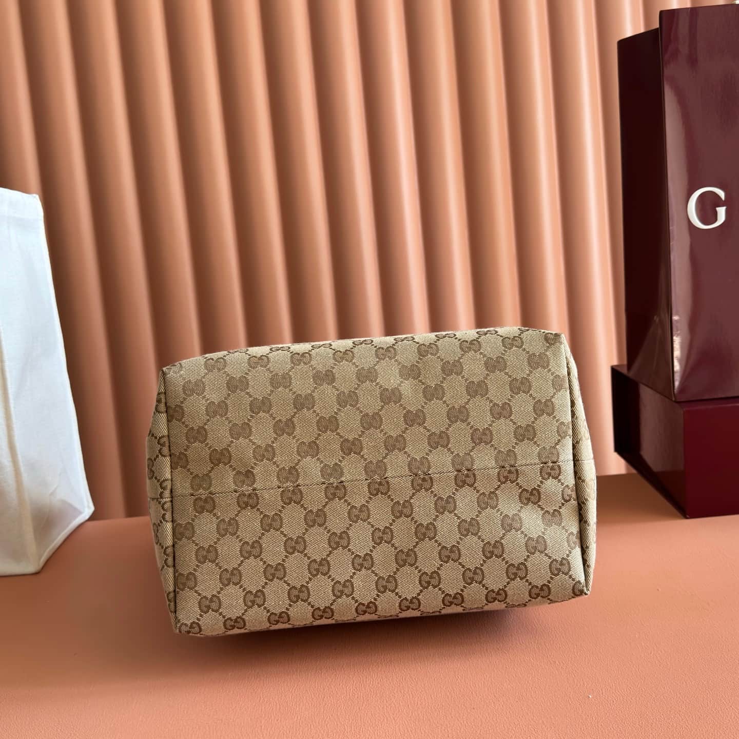 Gucci GG small tote bag Sand and dark brown GG canvas ‎875941 High