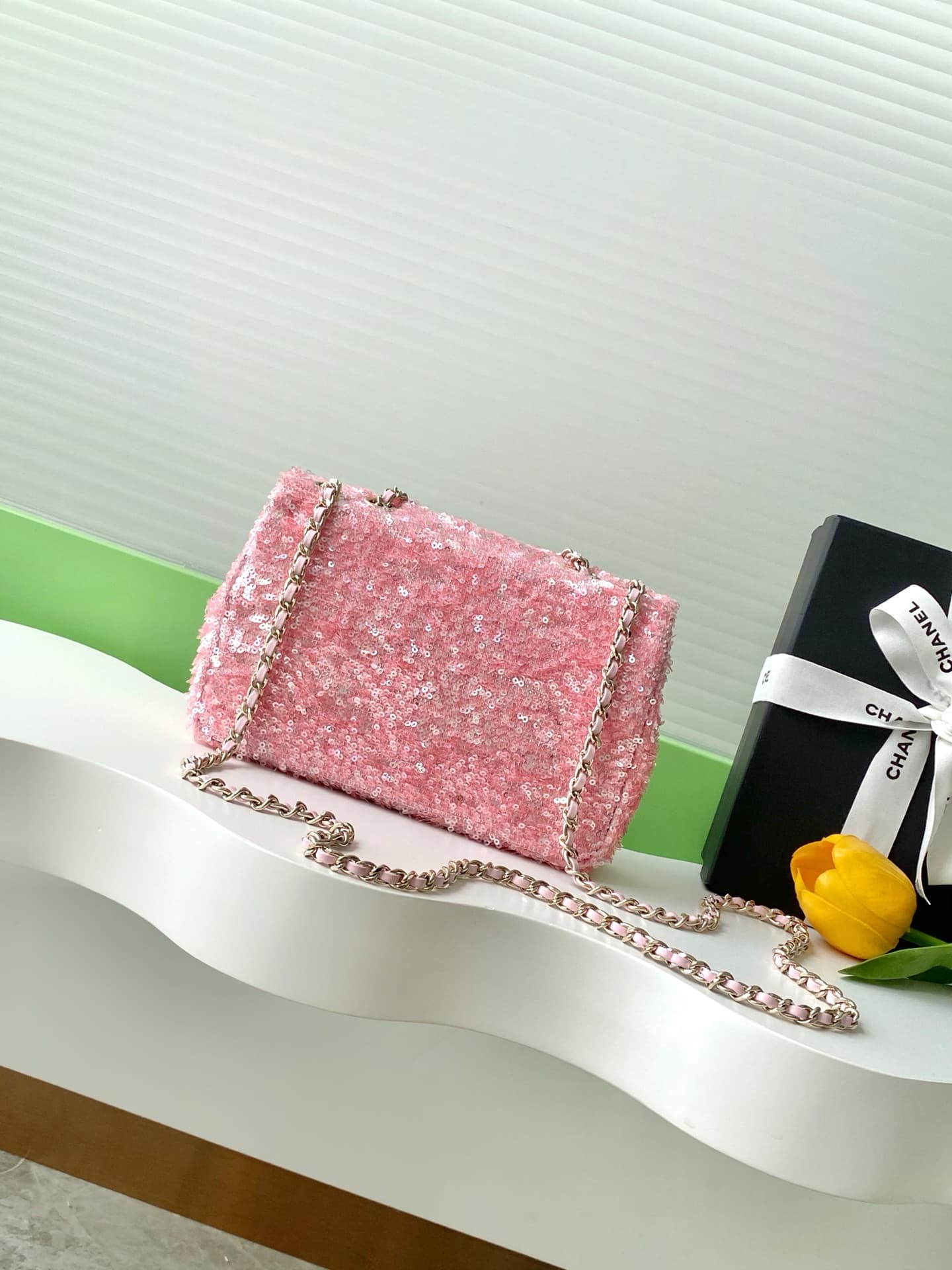Chanel Flap Bag Sequins & Gold-Tone Metal AS4561  A