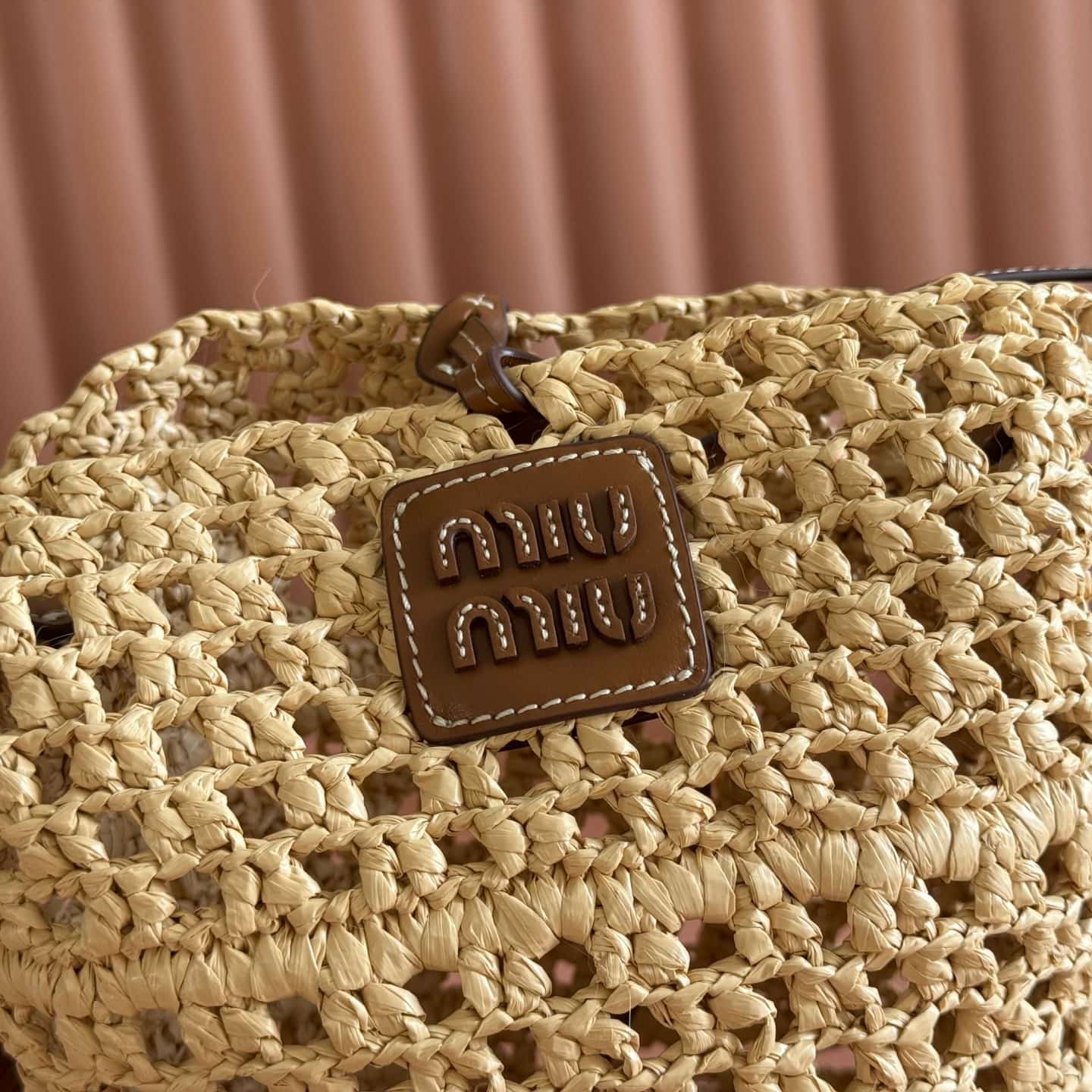 Miu Miu Raffia Crochet Drawstring Pouch 5BE104 TOP