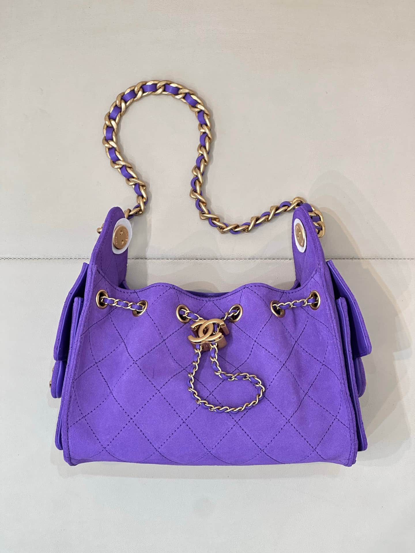 CHANEL 25 Mini Handbag AS5631 Suede &Gold-tone Metal Purple TOP