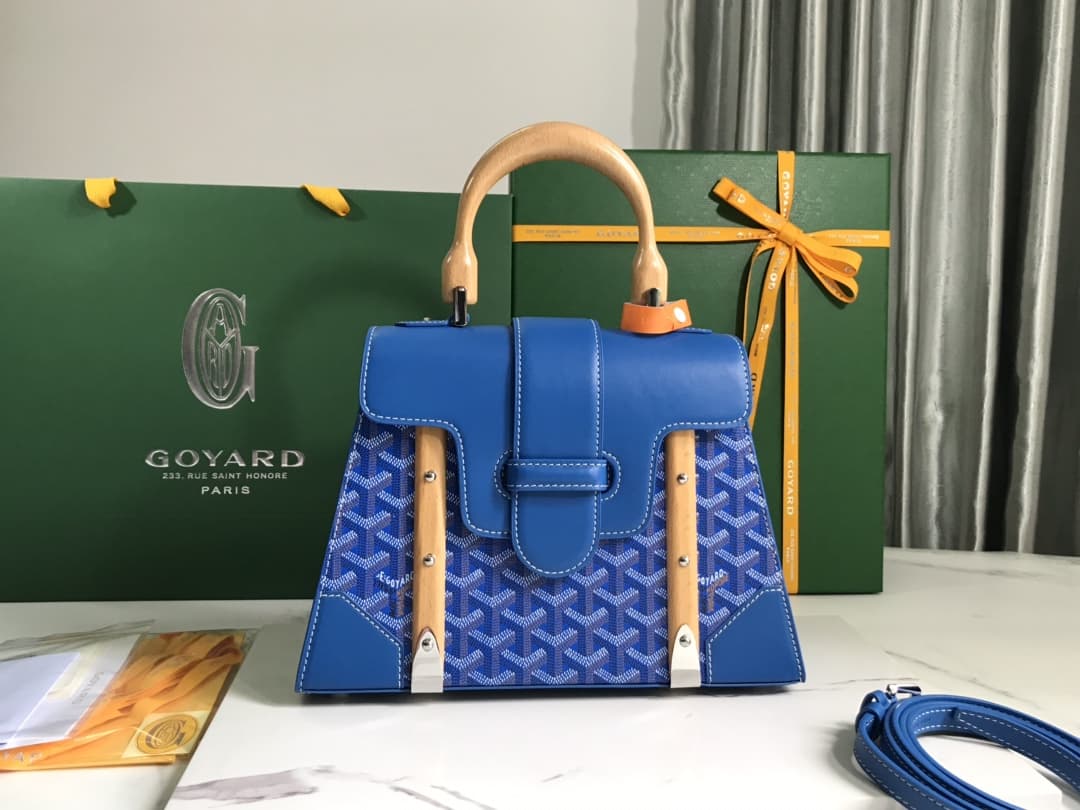 Saïgon PM Bag Goyardine Canvas & Clamecy Cowhide Blue High