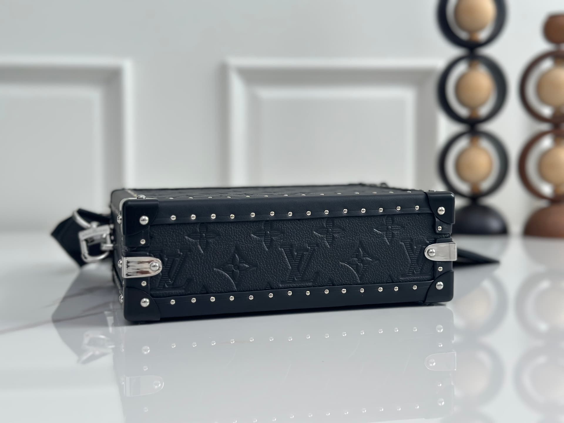 Louis Vuitton Clutch Box Monogram Shadow embossed cowhide leather M12876 High