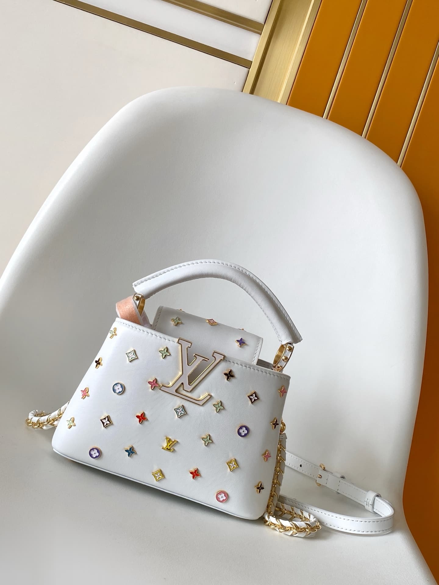 Louis Vuitton x TM Capucines Mini Multicolored Cowhide leather and metallic studs M14165 TOP