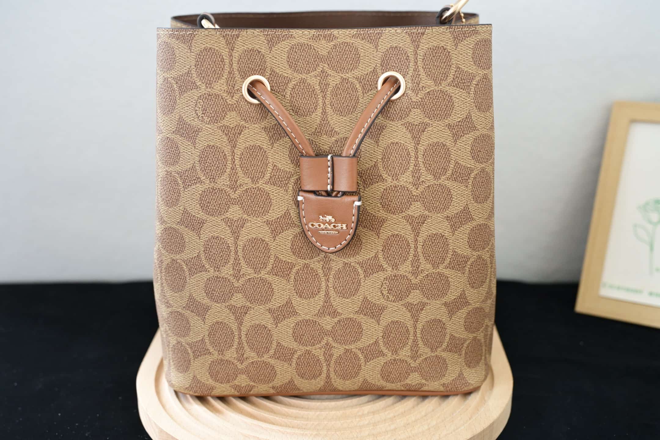COACH Rowan Bucket Bag In Tan Signature Canvas High