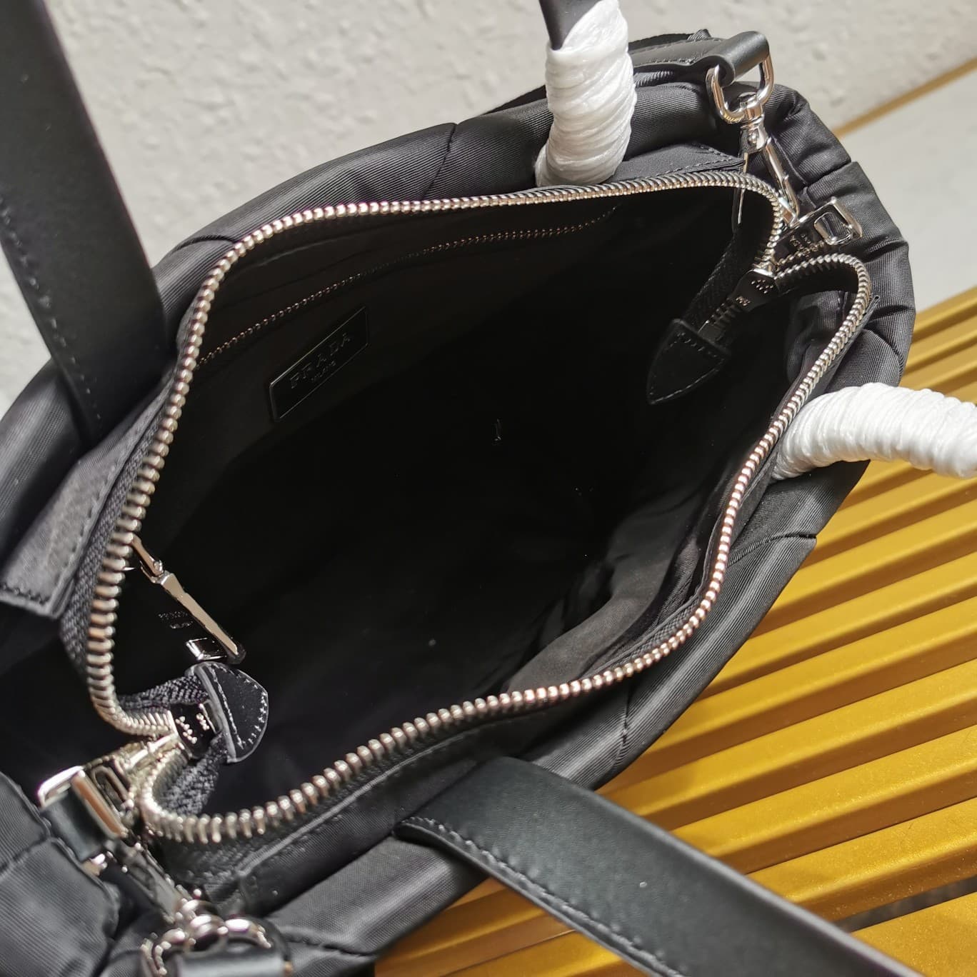 Prada Black padded Re-Nylon tote bag 1BG380 High
