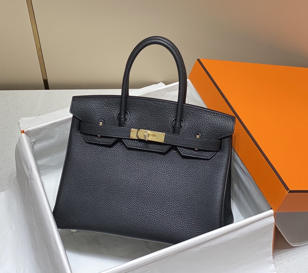 Hermes Birkin 25/30/35cm Bag Calfskin Silver/Gold Metal In Black High