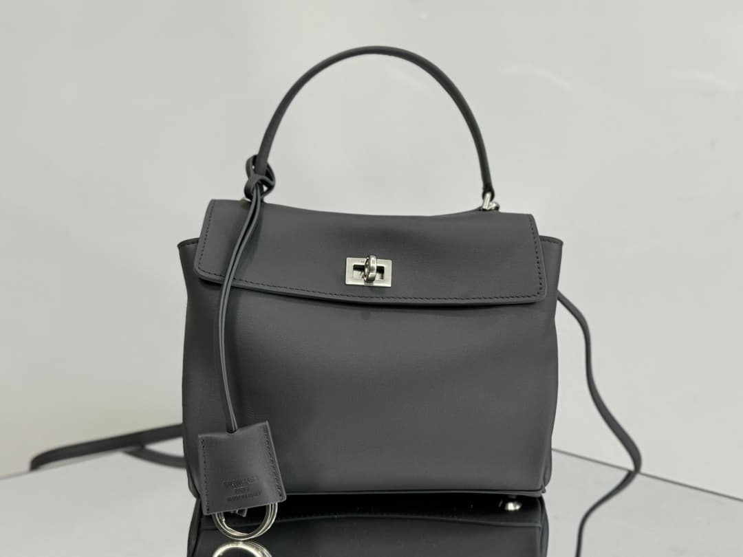 Balenciaga Rodeo Mini Bag in Grey Leather With Silver-Tone Metal TOP