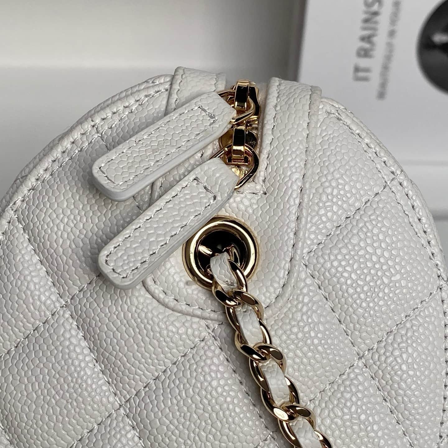 Chanel Classic Clutch with Chain Grained Calfskin & Gold-Tone Metal White AP4474 High