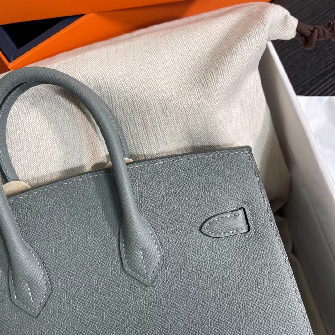 Hermes Birkin Sellier Bag 25/30cm Epsom Leather WAX Blue Lin High