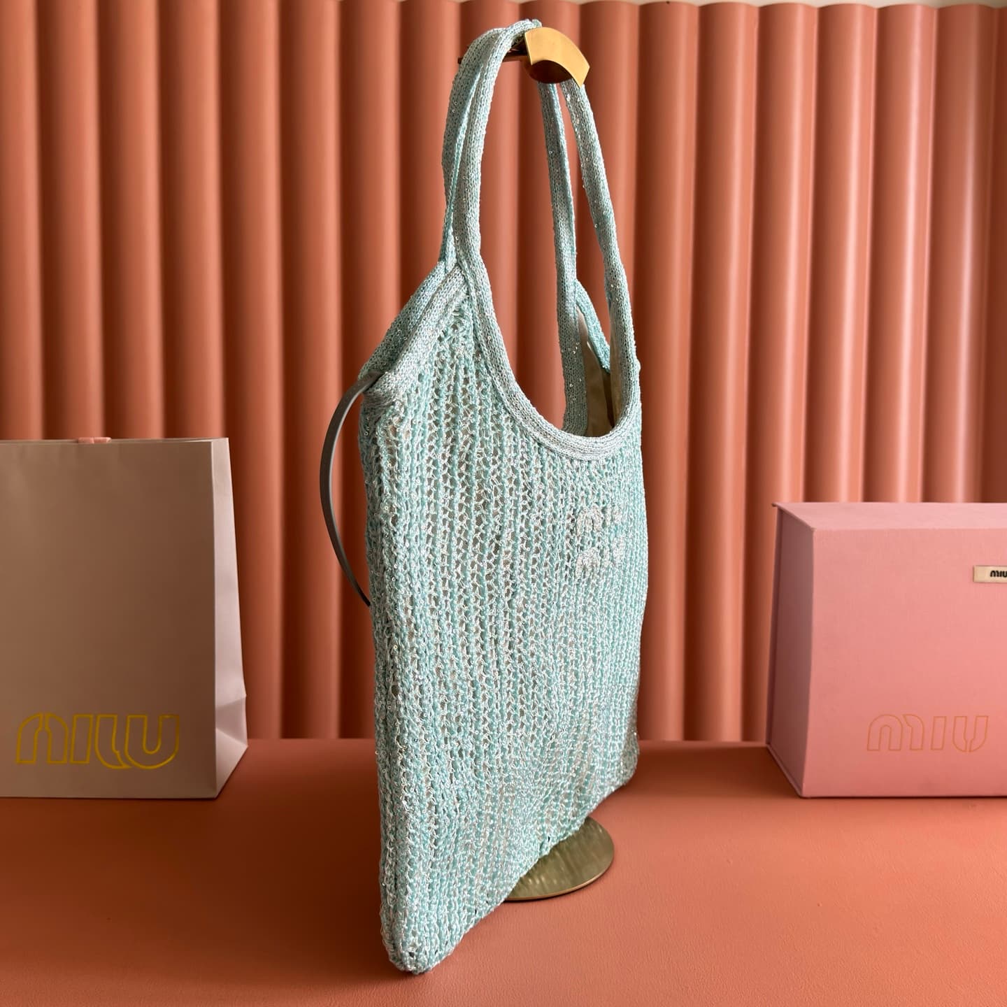 Miu Miu Ivy sequin mesh bag Anise 5BG231 TOP