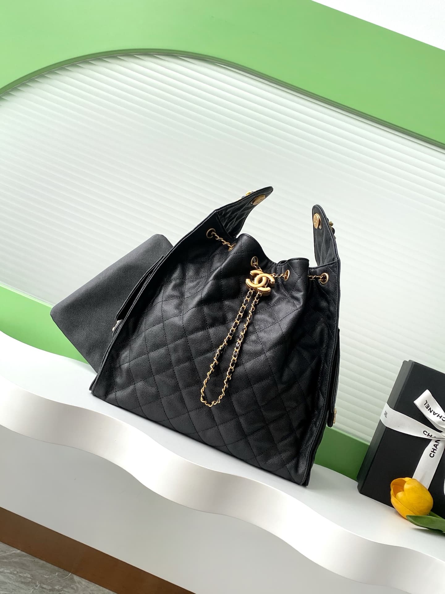Chanel 25 Medium Hobo Medium handbag AS5311 Grained Calfskin & Gold-tone Metal Black A