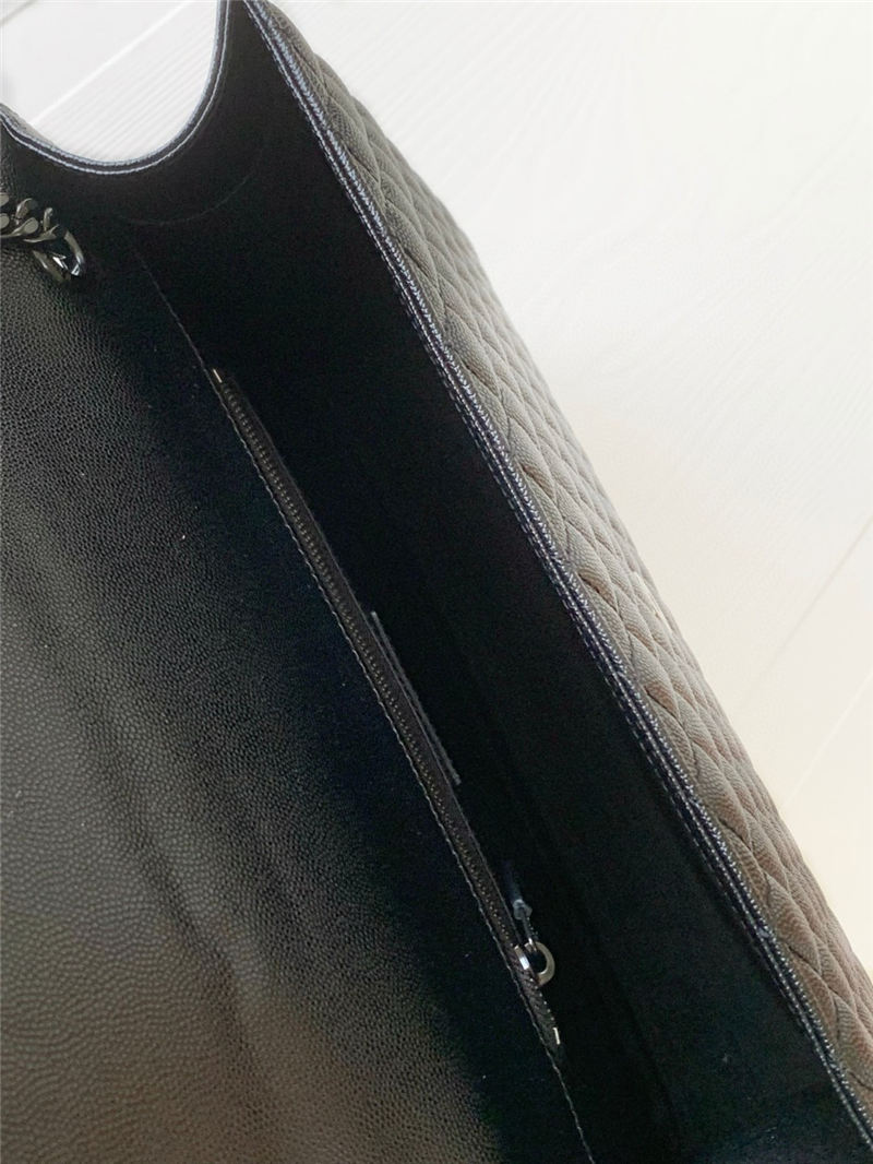 ENVELOPE LARGE BAG IN MIX MATELASSÉ GRAIN DE POUDRE EMBOSSED LEATHER Black-Black High