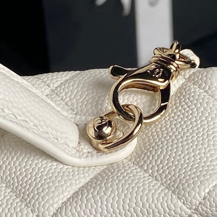 Chanel VANITY WITH CHAIN AP4407 Grained Calfskin & Gold-Tone Metal White High