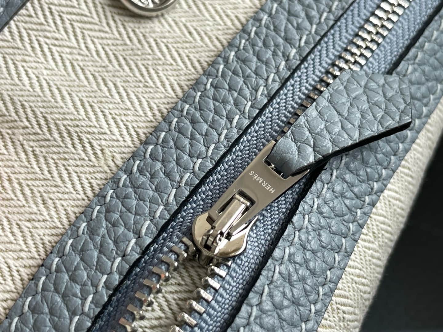 Hermes Garden Party 23 bag in Blue Lin Togo Leather WAX High