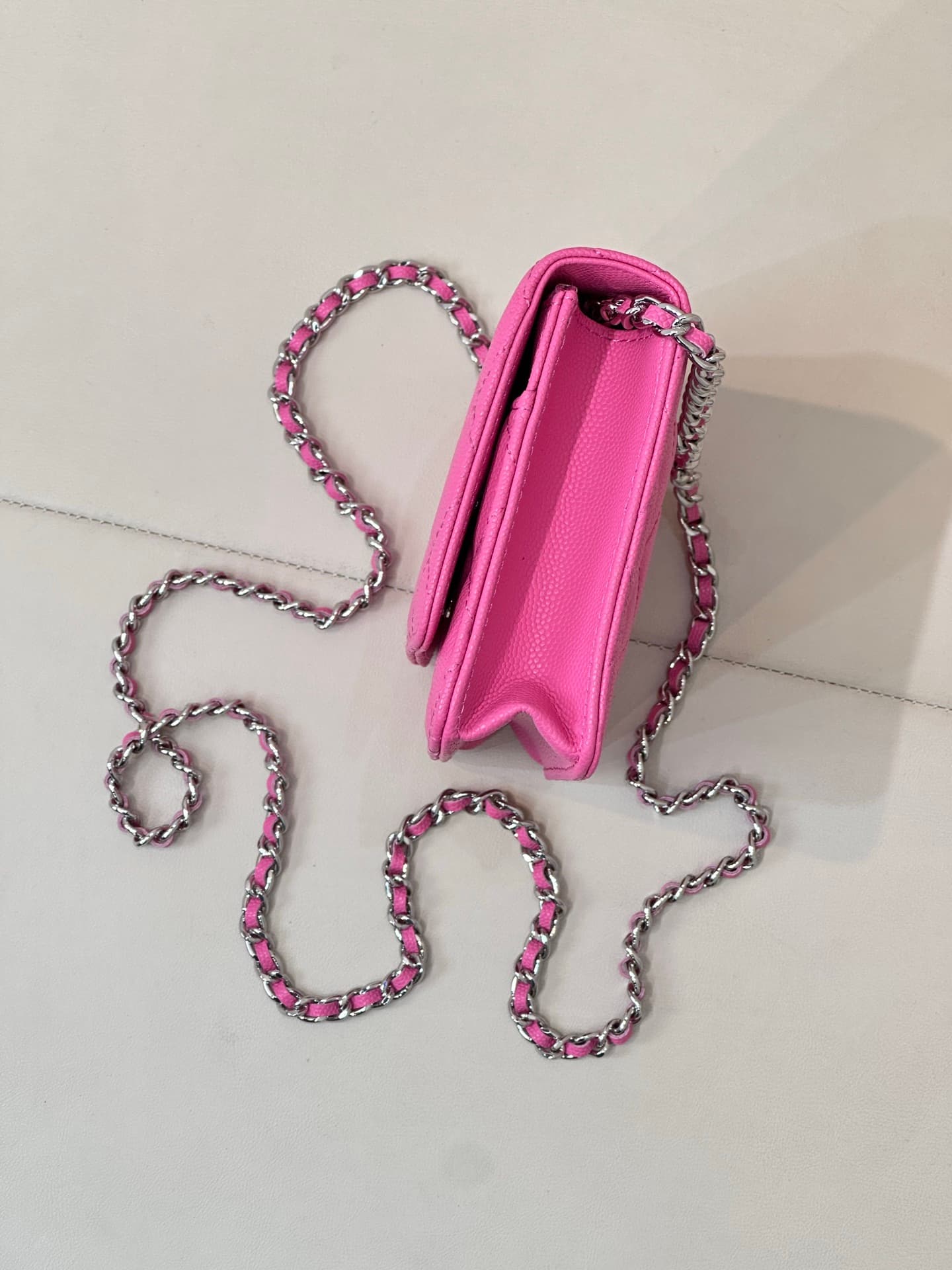 Chanel Wallet on Chain Grained Calfskin& Sliver-tone Metal AP0250 Plum Red TOP