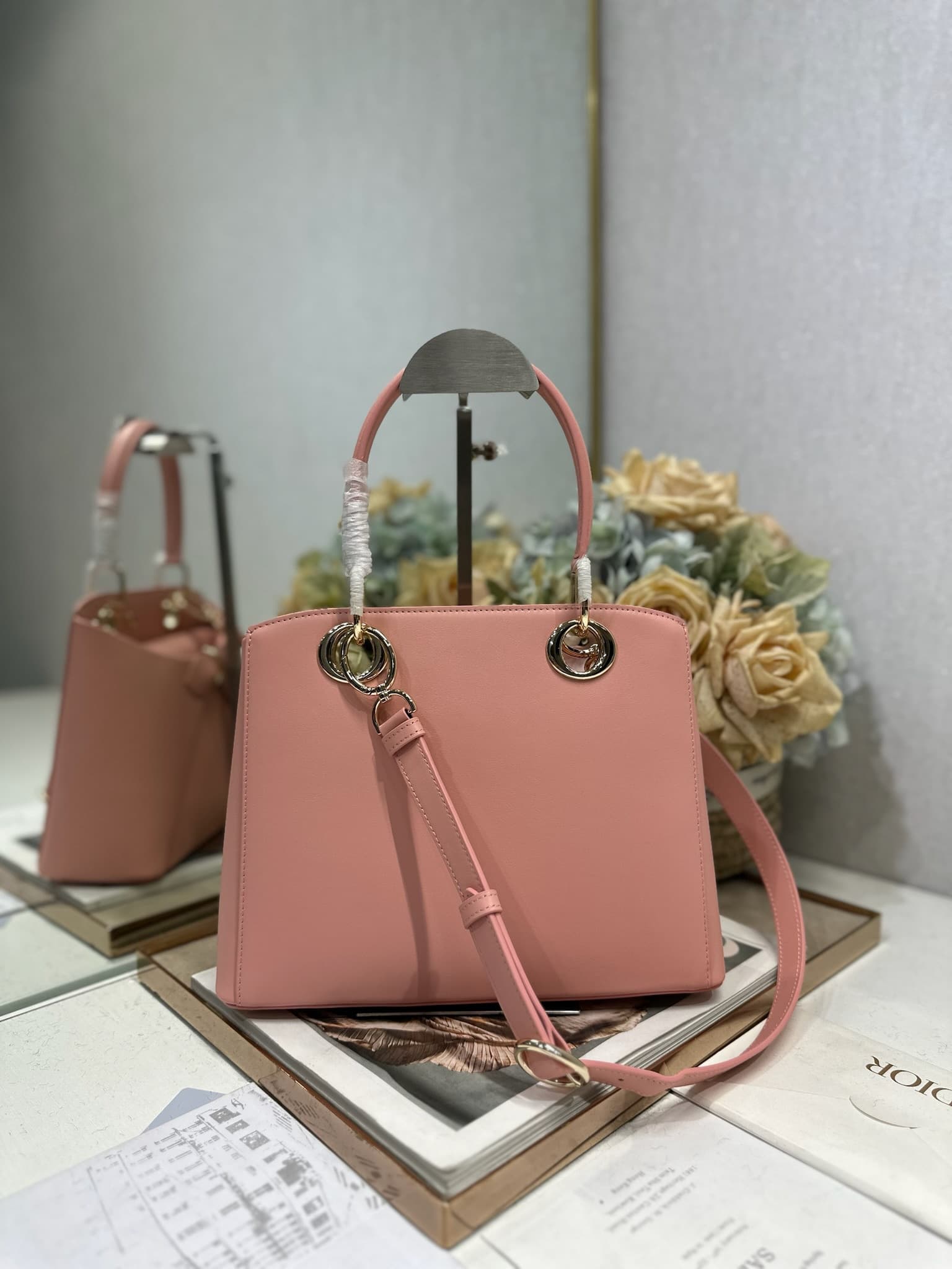 Small Dior Cigale Bag Pink Shiny Supple Calfskin High
