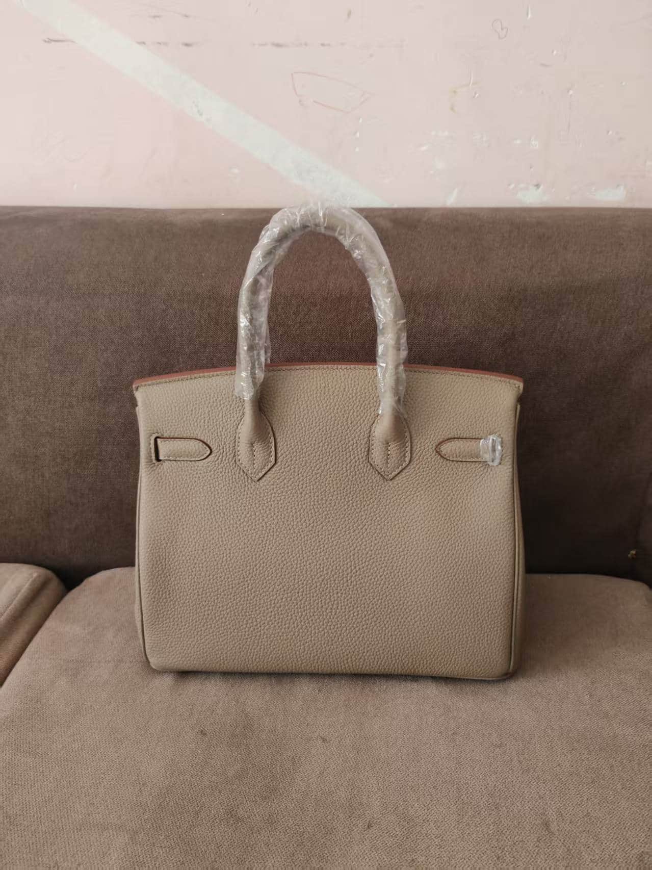 Hermes Birkin 25/30/35cm Bag Calfskin Silver/Gold Metal In Tourterelle High