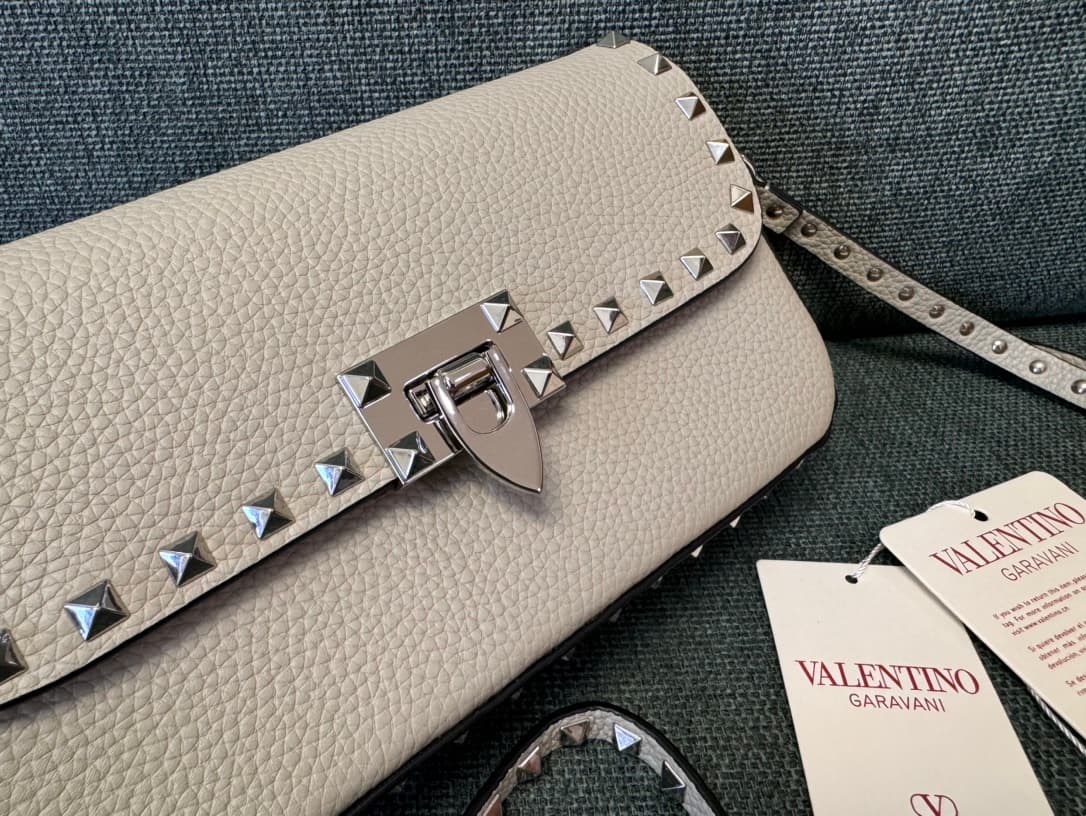 Valentino Garavani Small Rockstud Shoulder Bag Grey High